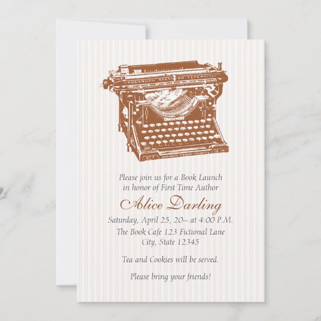 Invitación de la máquina de escribir del vintage (Anverso)