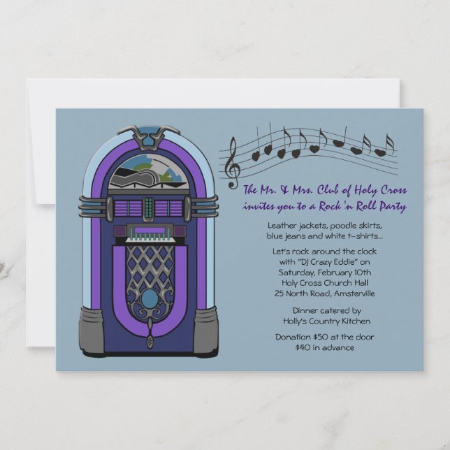 Invitación de la máquina tocadiscos (Anverso)