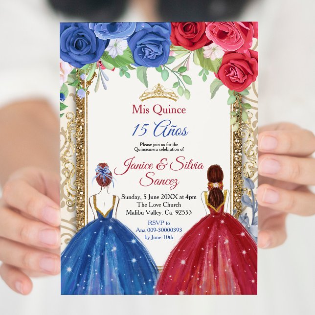 Invitación de la Marina Princesa y Borgoña Quincea (Subido por el creador)