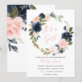 Invitación de la Marina y Rubor Baby Shower para C