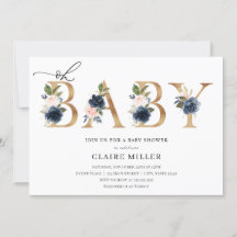 Invitación de la Marina y Rubor Oh Baby Shower