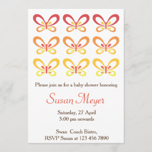 Invitación de la mariposa roja naranja