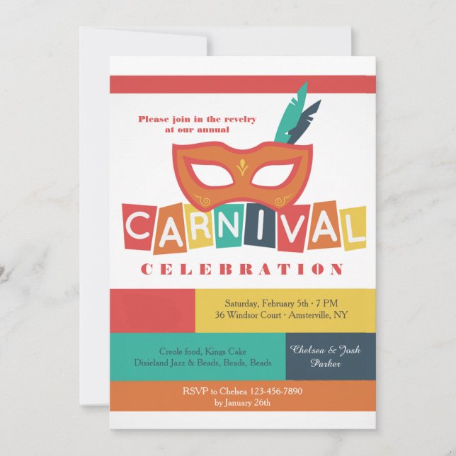Invitación de la máscara del carnaval (Anverso)