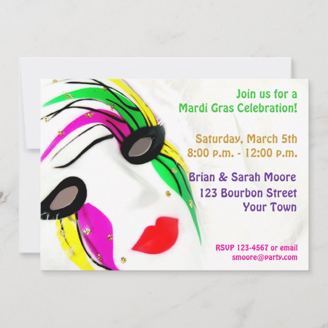 Invitación de la máscara del carnaval (Anverso)