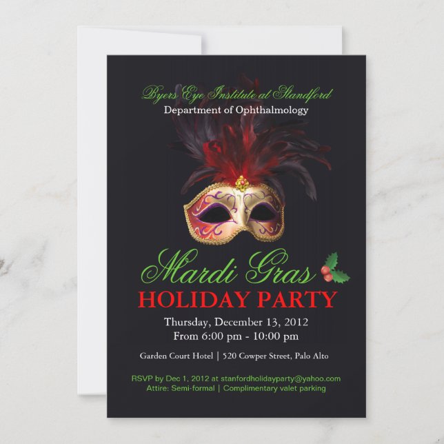 Invitación de la mascarada del día de fiesta (Anverso)