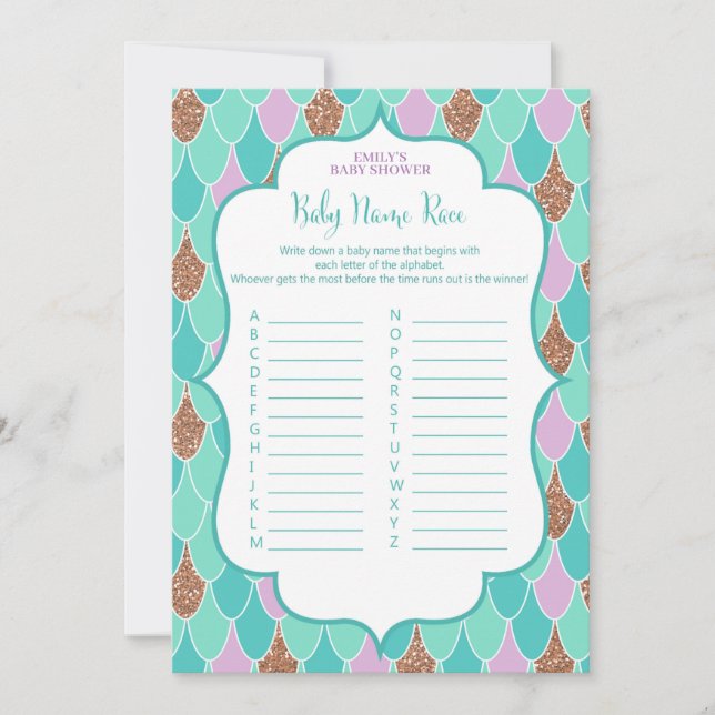 Invitación de la Mermaid Baby Shower Game 5x7 (Anverso)