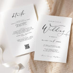 Invitación de la moderna caligrafía elegante QR We<br><div class="desc">Esta moderna fotografía caligráfica minimalista que hacemos es perfecta para un boda moderno o minimalista. El diseño presenta una tipografía elegante y rústica con una de sus fotos en la parte trasera. Para más opciones de texto de invitación a la boda, por favor vea la elegante y completa colección de...</div>