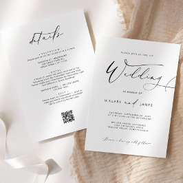 Invitación de la moderna caligrafía elegante QR We