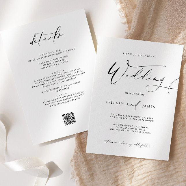 Invitación de la moderna caligrafía elegante QR We (Subido por el creador)