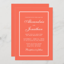 Invitación de la moderna y elegante boda de coral