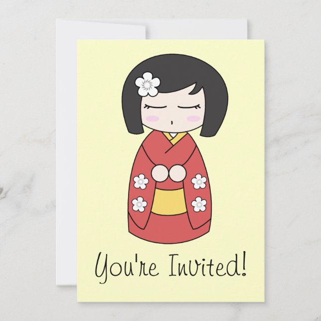 Invitación de la muñeca de Kokeshi (Anverso)