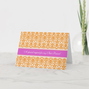 Invitación de la naranja Damask Best Friend Brides