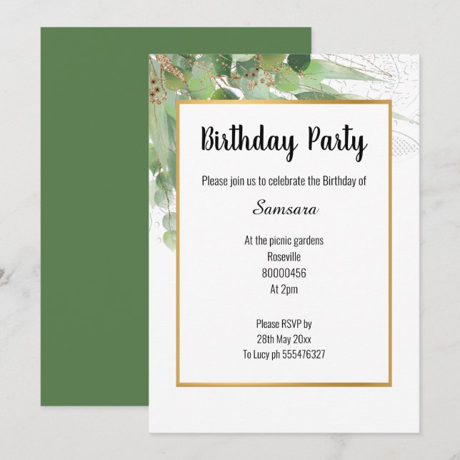 INVITACIÓN DE LA NATURALEZA Y EL ORO DE LACE SAGE (Anverso / Reverso)