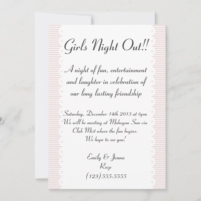 Invitación de la noche a la noche para los Chicas  (Anverso)