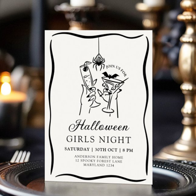 Invitación de la noche de Chicas de Halloween (Subido por el creador)
