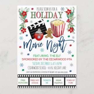 Invitación de la noche de la película de vacacione
