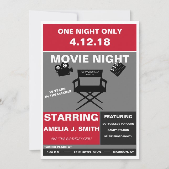 Invitación de la noche de película (Anverso)