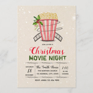 Invitación de la noche de película del navidad