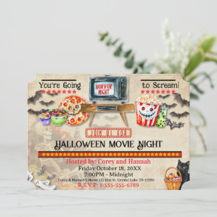 Invitación de la noche de películas de Halloween