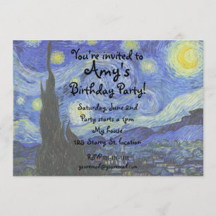 Invitación de la noche estrellada de Van Gogh
