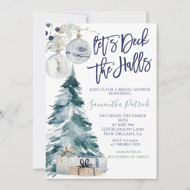 Invitación de la novia de Deck the Halls (Anverso)