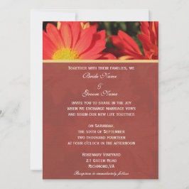 Invitación de la novia y el novio. Flores de marga