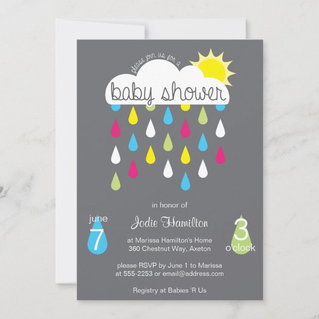 Invitación de la nube de lluvia de Baby Shower (Anverso)