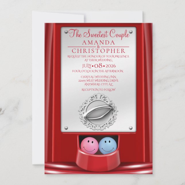 Invitación de la pareja más dulce y boda (Anverso)