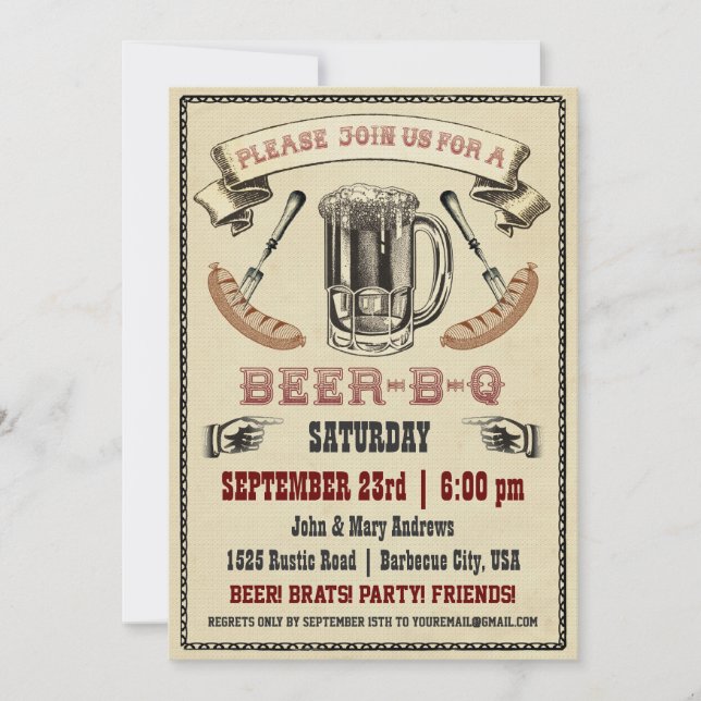 Invitación de la Parte Beer-B-Q (Anverso)