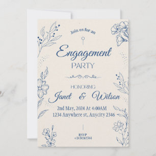Invitación De La Parte De Compromiso Con Flores Be