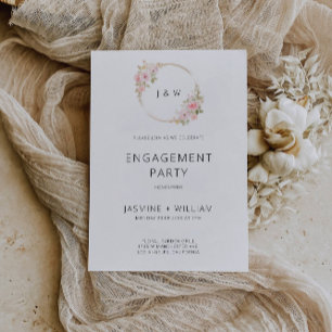 Invitación de la Parte de compromiso de Boda Rosa
