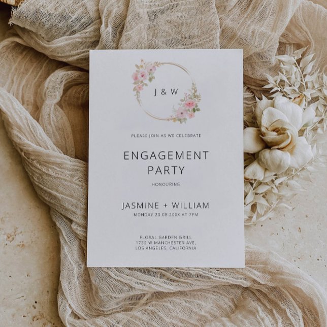 Invitación de la Parte de compromiso de Boda Rosa (Rose Wedding Engagement Party Invitation)