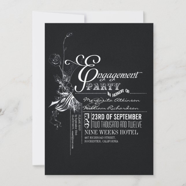Invitación de la Parte de compromiso de Chalkboard (Anverso)