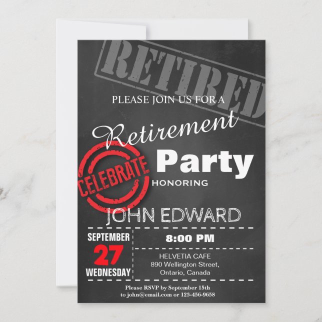 INVITACIÓN DE LA PARTE DE JUBILACIÓN (Anverso)