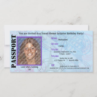 Invitación de la parte de pasaporte de personaliza