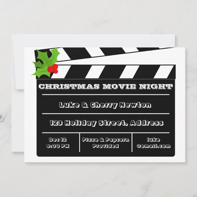 Invitación de la película navidad Noche Holly Clap (Anverso)