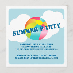Invitación de la pelota de playa del tiempo de la