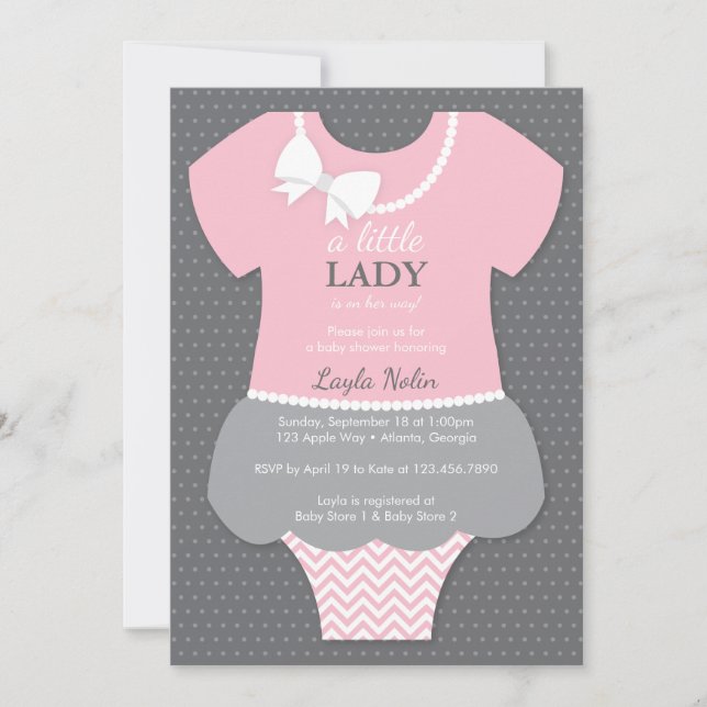 Invitación de la Pequeña Dama Baby Shower, rosa, p (Anverso)