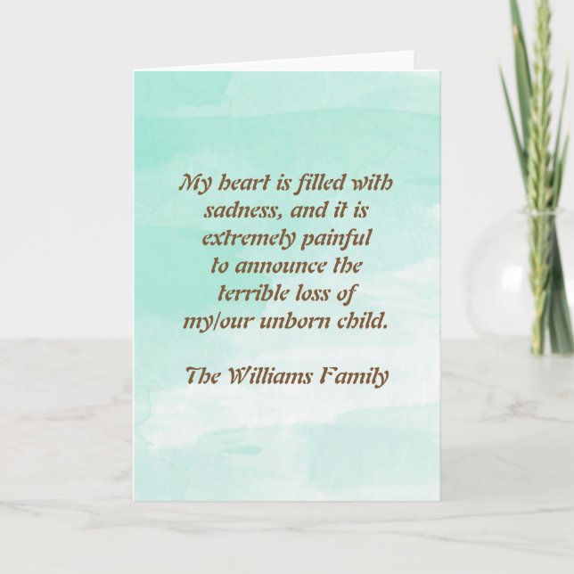 Invitación de la pérdida del embarazo (Anverso)