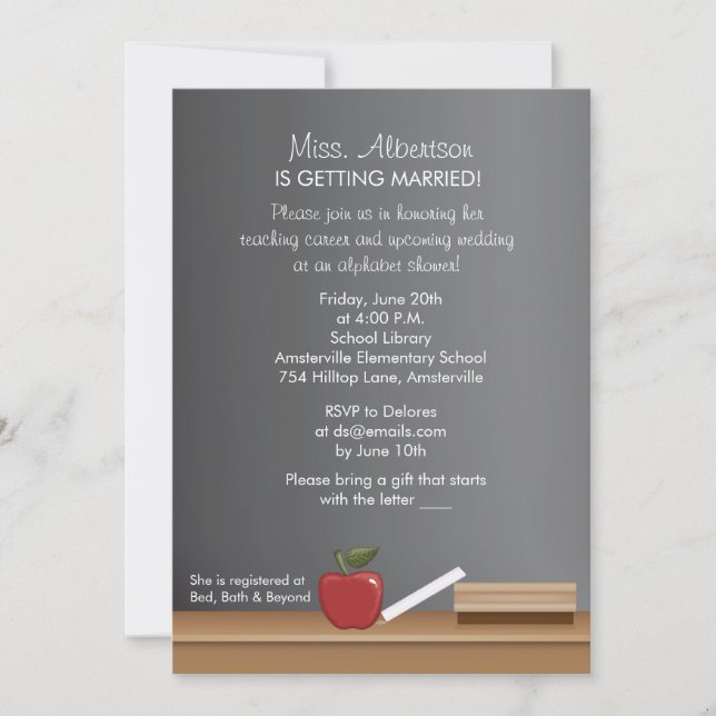 Invitación de la pizarra en blanco (Anverso)