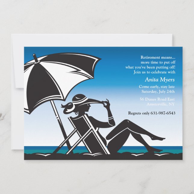 Invitación de la playa del fiesta de retiro (Anverso)