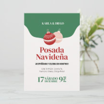 Invitación de la Posada Navideña con Esferas