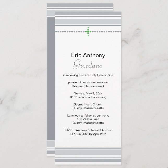 Invitación de la primera comunión a la Cruz Verde  (Anverso / Reverso)