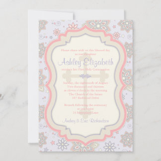 Invitación de la primera comunión a la floral púrp