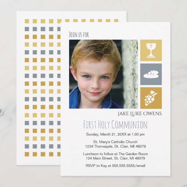 Invitación de la primera comunión a la foto (Anverso / Reverso)