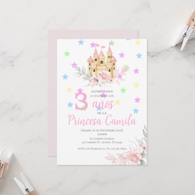 Invitación de la princesa a su tercer cumpleaños e (Anverso/Reverso In Situ)