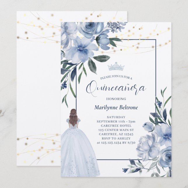 Invitación de la princesa azul Dusty (Anverso / Reverso)