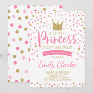 Invitación de la Princesa Baby Shower ducha de oro