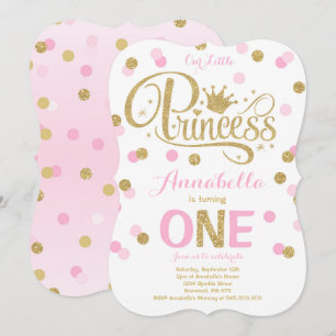 Invitación de la Princesa de 1er cumpleaños Invita