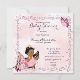Invitación de la princesa mariposa niña bebé